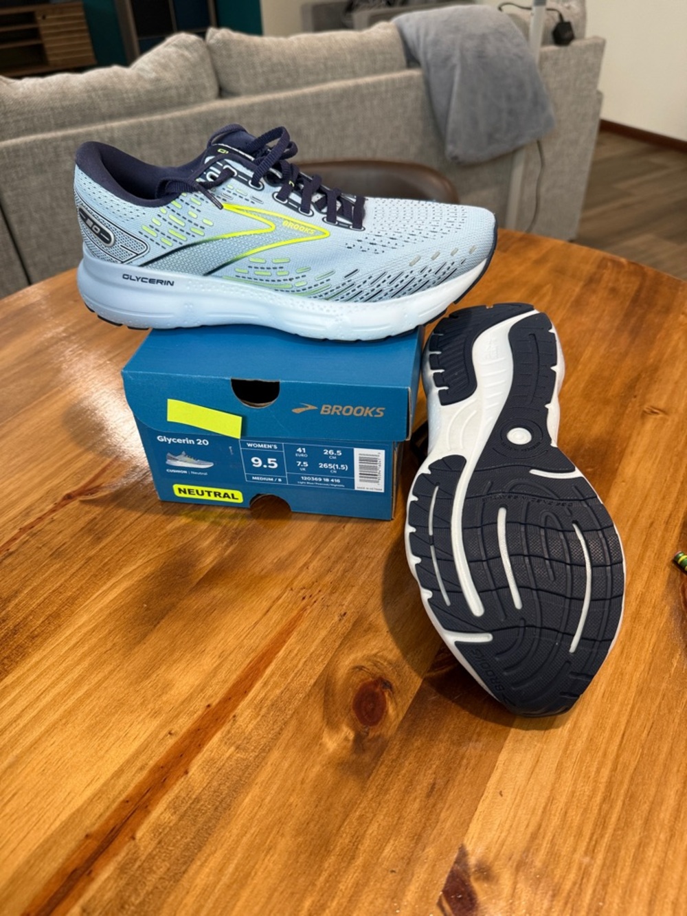 Brooks Women's Glycerin Running Shoes - Light Blue, Navy & Lime